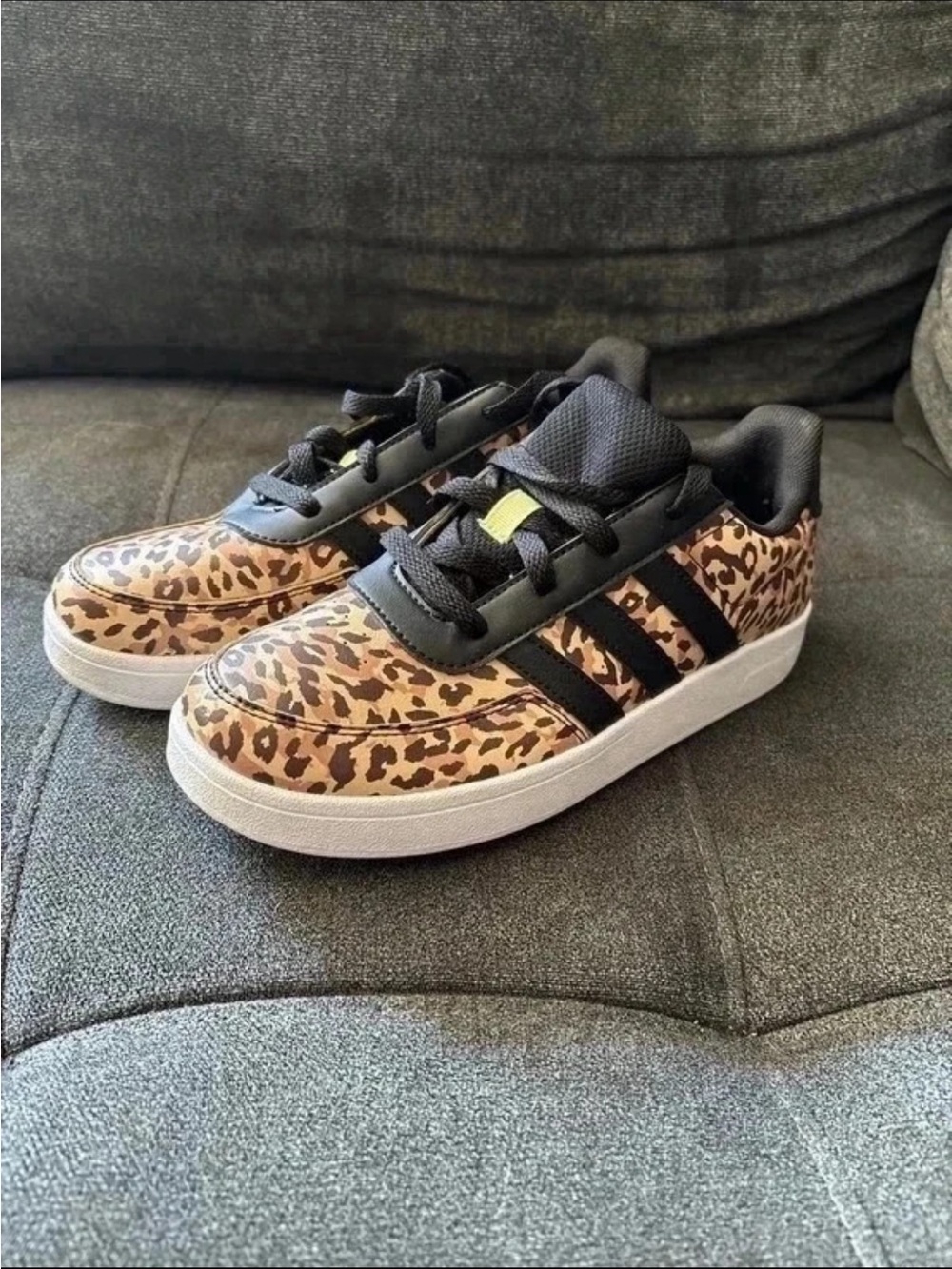 adidas Leopard Print Sneakers with Black Stripes